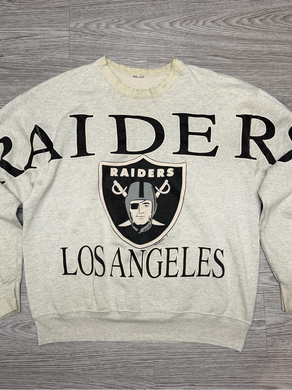 VINTAGE 90S NFL LOS ANGELES RAIDERS CLIFF ENGLE SWEATSHIRT BIG SPELL OUT SZ L/XL